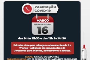 Covid-19: Águas de Lindoia realiza vacinação nos dias 15 e 16 de março
