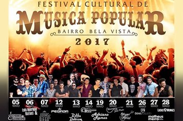Festival de Música Popular no Bela Vista terá 12 atrações até final de maio