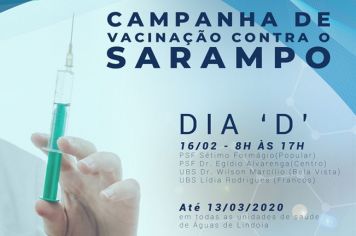 Dia “D” da Campanha de Vacinação contra o Sarampo acontece neste sábado, dia 15