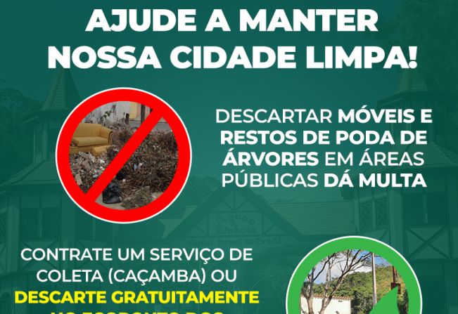 Prefeitura receberá descarte de móveis e restos de poda de árvores em Ecoponto nos Moreiras