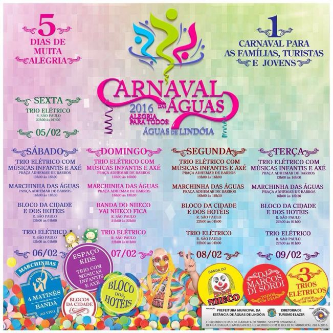 Carnaval de Águas de Lindóia tem início nesta sexta-feira, 5 de fevereiro 