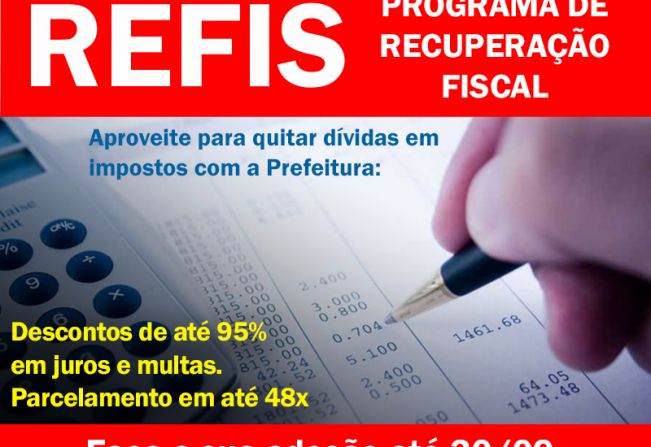 PRORROGADO: REFIS permite que contribuintes quitem débitos com Prefeitura com descontos de até 95% em multas e juros