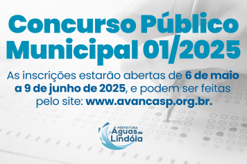 Prefeitura de Águas de Lindóia abre inscrições para Concurso Público 01/2025