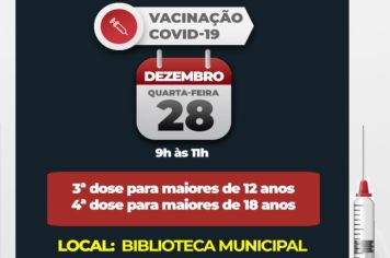 Covid-19: Campanha de vacinação segue nesta com aplicação de quarta dose para maiores de 18 anos