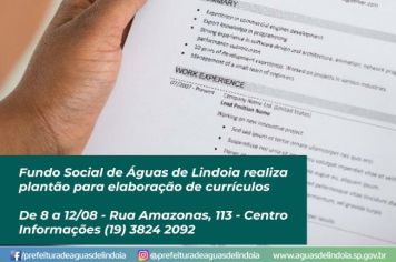 Fundo Social de Águas de Lindoia realiza plantão para elaboração de currículos