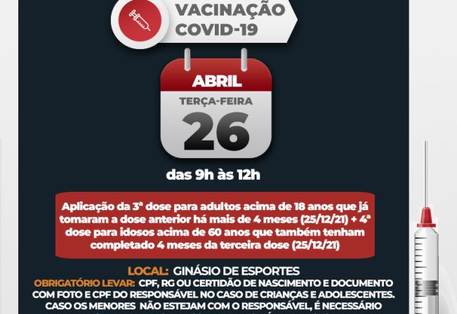 Covid-19: Águas de Lindoia prossegue aplicação de quarta dose da vacina para idosos com mais de 60 anos